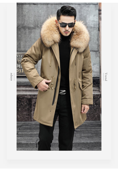Snow Lotus Men's Mink Fur Parka | 2025 Winter Detachable Mink Lining Long Coat | Luxury Slim-Fit Fur-Trimmed Jacket | 215