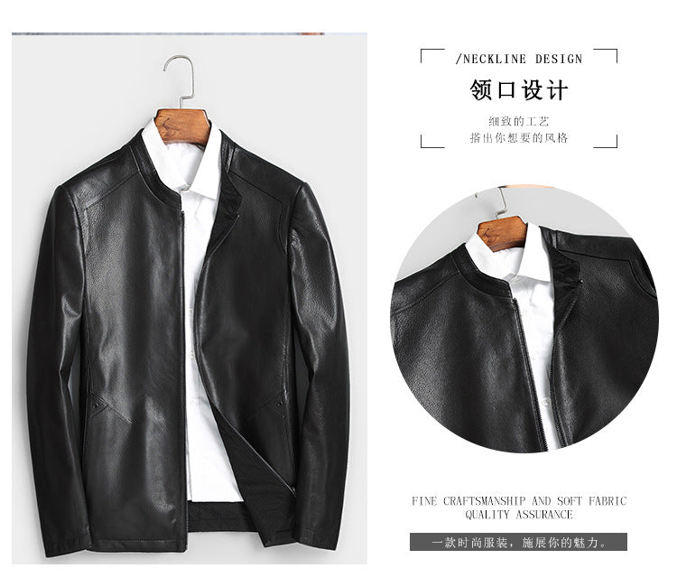 Men’s Genuine Cowhide Leather Jacket | Reversible Fur-Lined Mid-Length Coat | Business Casual Winter Outerwear | 8803