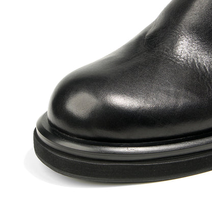 TELUOLU Men's Chelsea Boots | Premium Leather High-Top Boots | Chunky Sole British Retro Ankle Boots | 603-1