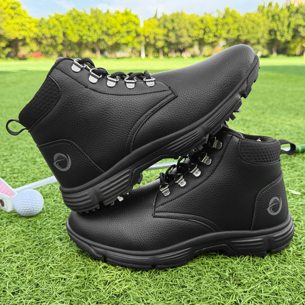 Thestron Men's High-Top Winter Golf Shoes Water-Resistant & Anti-Slip Spiked Trainers Big Sizes