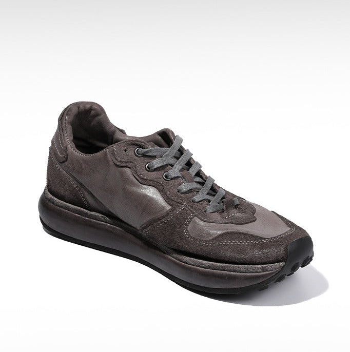 BRIGHT FEATHER Italian Handmade Men's Horsehide Derby Shoes | Vintage Distressed Thick Sole Genuine Leather Trainers