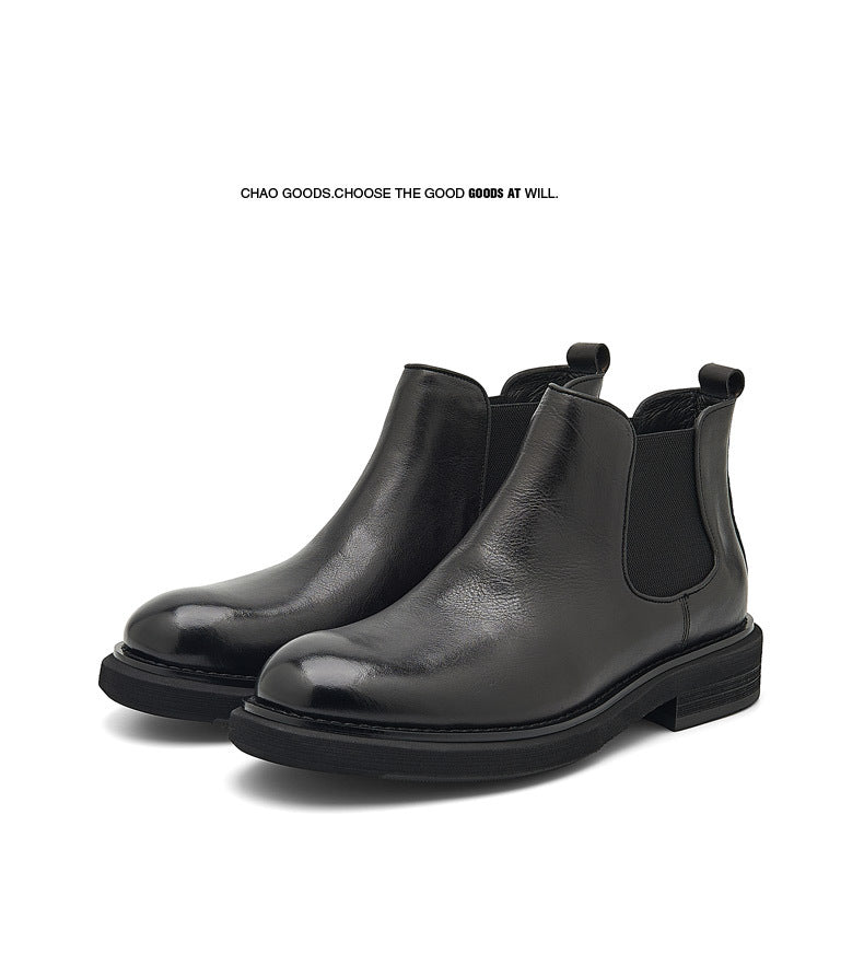 Men's Chelsea Boots | 2025 Autumn Winter British Retro Ankle Boots | Chunky Sole Leather Pull-On Boots | B3923