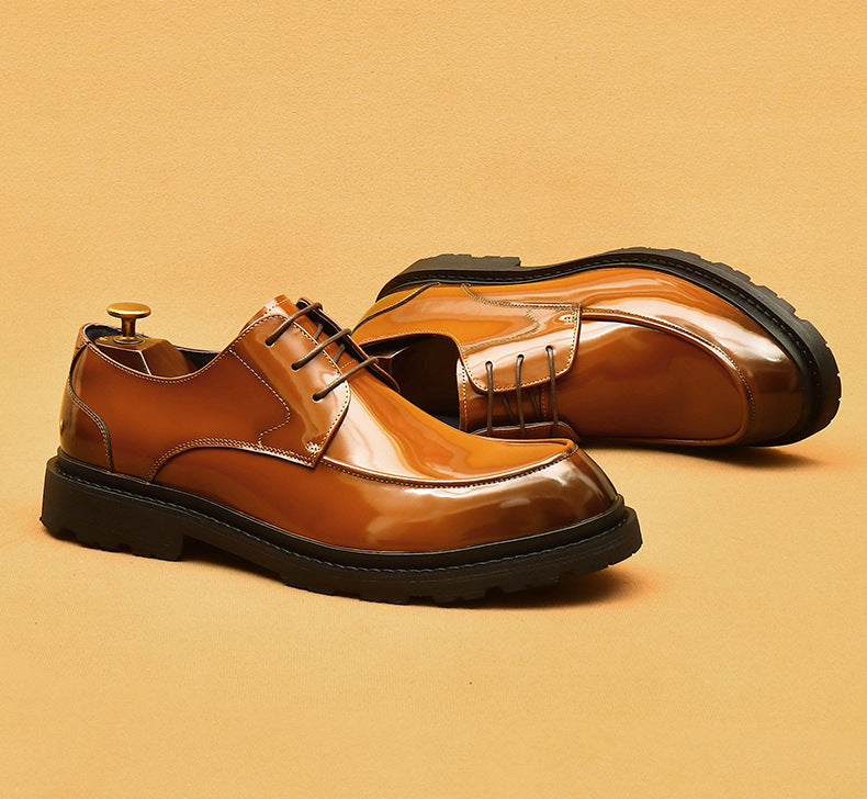 Farvarwo Men's Genuine Leather Derby Shoes | Thick Sole Business Oxfords with Height Boost | Formal Casual Round Toe Footwear | 23552