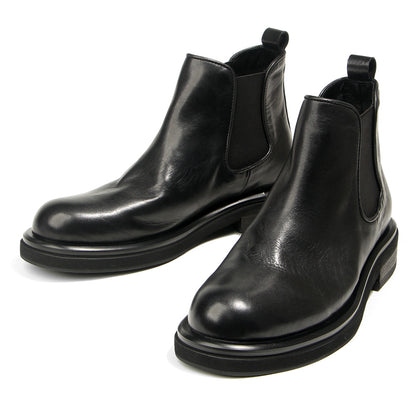 TELUOLU Men's Chelsea Boots | Premium Leather High-Top Boots | Chunky Sole British Retro Ankle Boots | 603-1