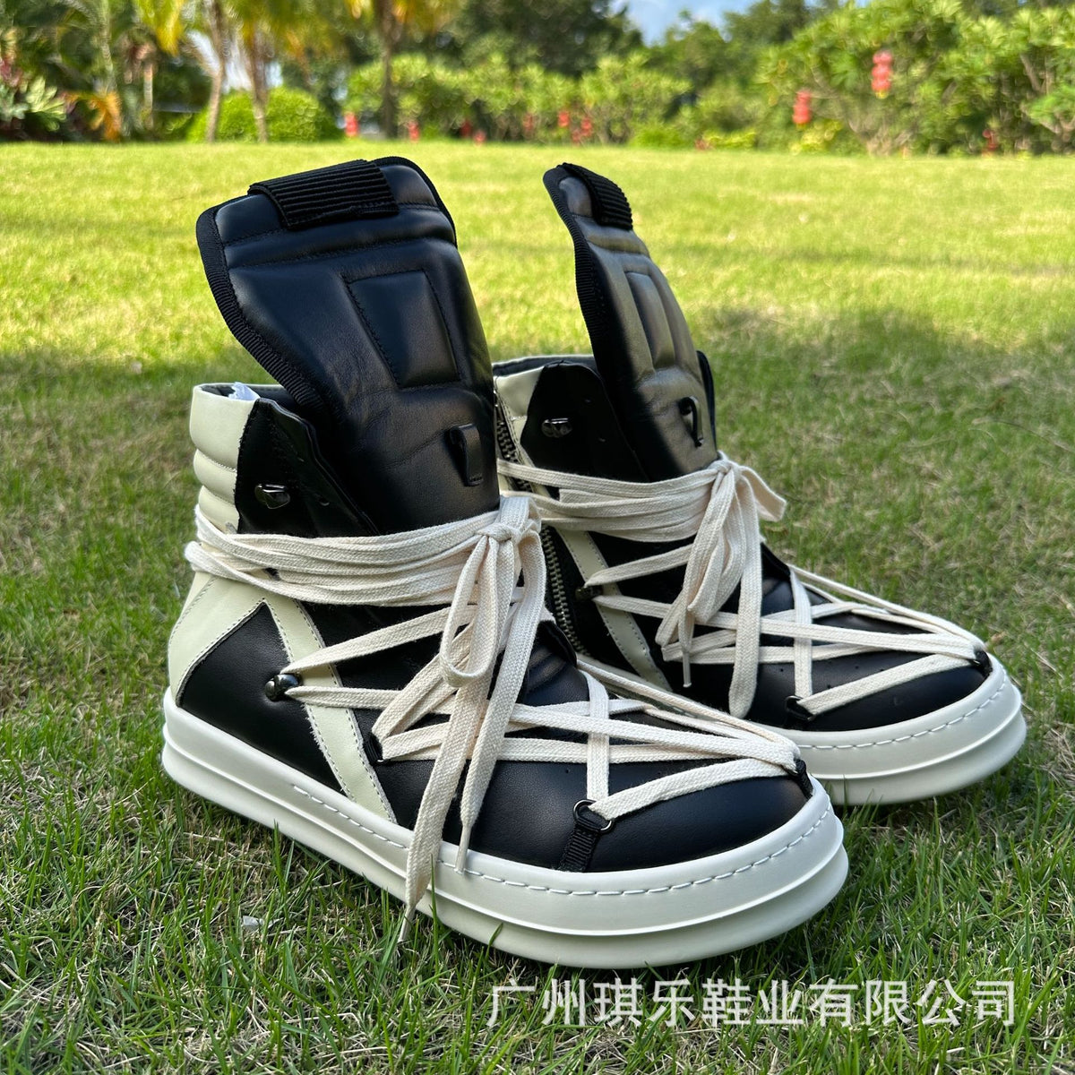 High-Top Genuine Leather Sneakers | Inverted Triangle & Pentagram Design | Unisex Thick-Sole Casual Board Shoes