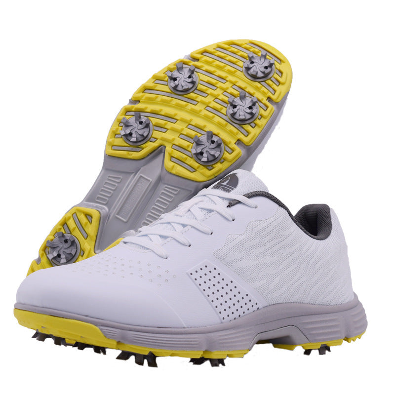 Men's Golf Shoes | Breathable Lace-Up Spiked Golf Sneakers | Lightweight & Durable Course Waterproof Trainers