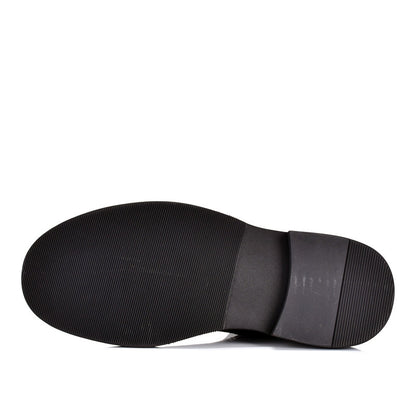 TELUOLU Men's Chelsea Boots | Genuine Leather High-Top Chukka Boots | British Retro Chunky Heel Ankle Boots | T93703