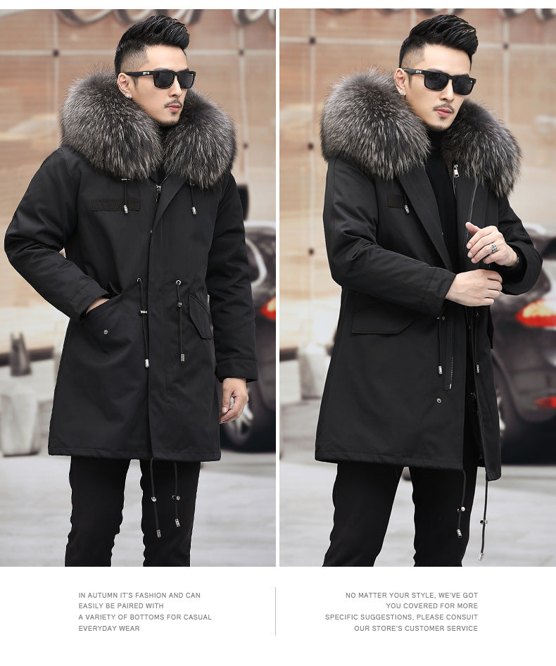 Snow Lotus Men's Mink Fur Parka | 2025 Winter Detachable Mink Lining Long Coat | Luxury Slim-Fit Fur-Trimmed Jacket | 215