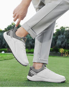 Men's Waterproof Golf Shoes | Anti-Slip Soft Spike Sneakers Breathable Microfiber Athletic All Weather Golf Trainers