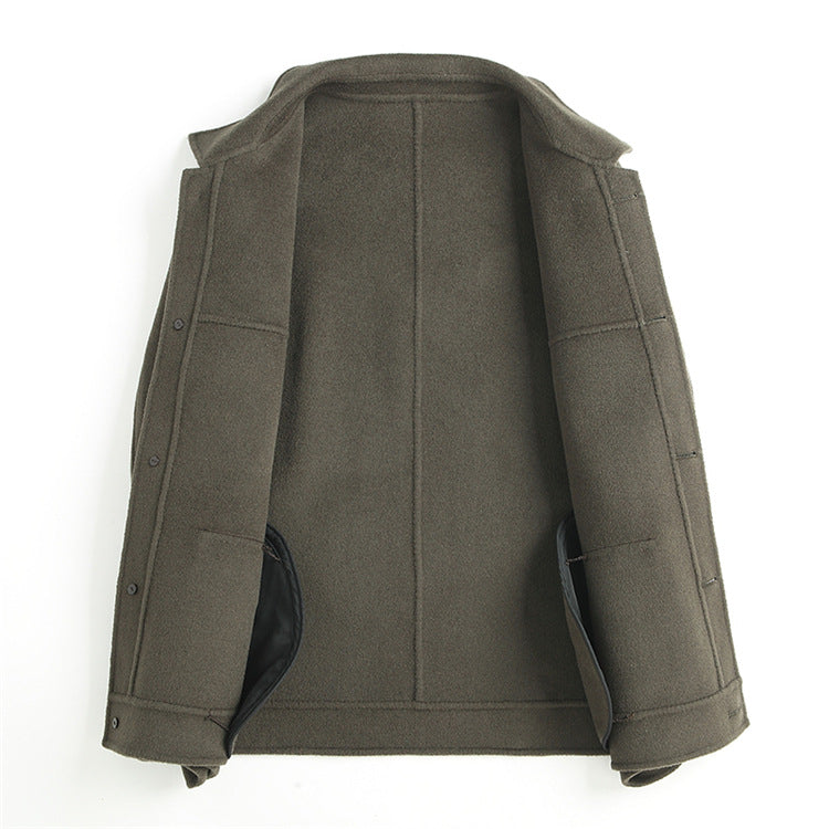 100% Wool Double-Faced Short Coat | Men’s Premium Tailored Overcoat | Warm Business Casual Outerwear | 86703