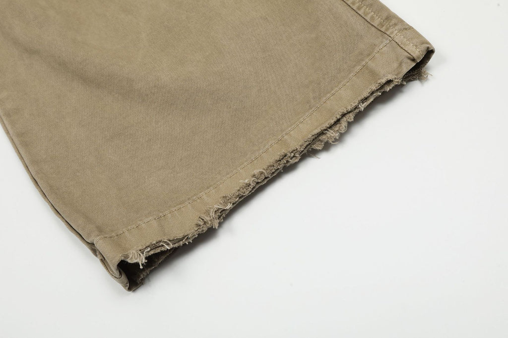 11KN American Vintage Cargo Pants | Distressed Khaki Work Pants | Slimming Straight-Leg Relaxed Fit Trousers for Men & Women | AK3210868