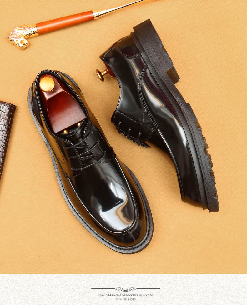 Farvarwo Men's Genuine Leather Derby Shoes | Thick Sole Business Oxfords with Height Boost | Formal Casual Round Toe Footwear | 23552