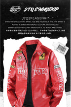 PU Leather Moto Jacket | F1 Racing Style Padded Biker Coat Waterproof Windproof Streetwear