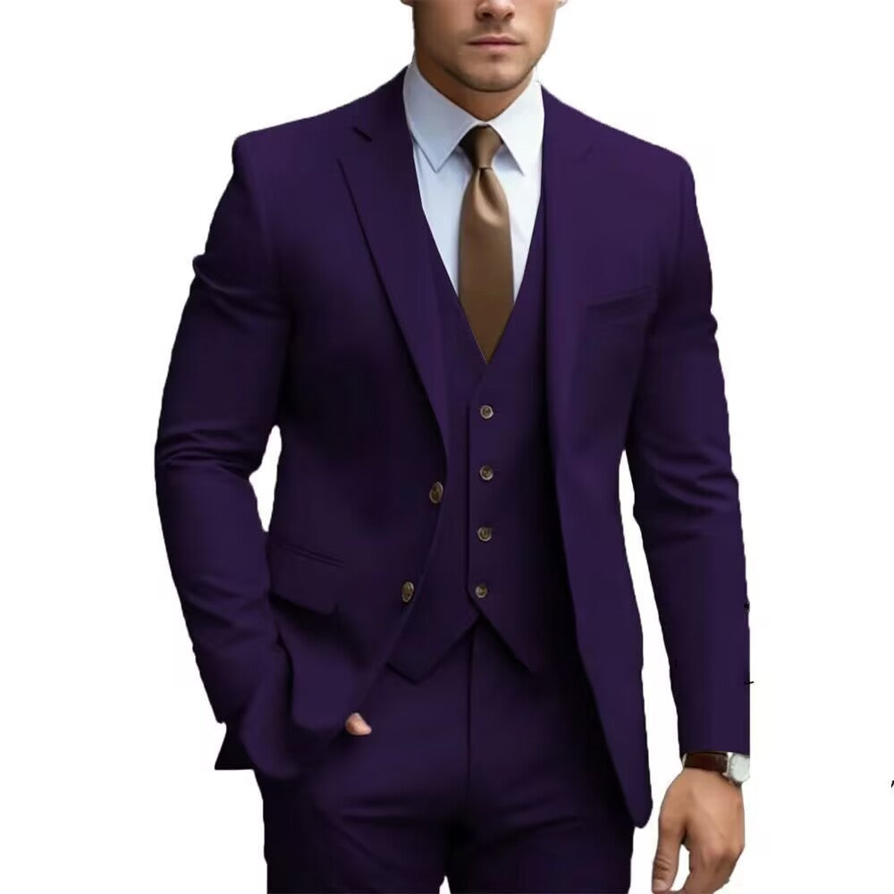 2026 Men‘s 3-Piece Suit Set | Loose Fit Wedding & Business Suit for Big & Tall Gentlemen | Cross-Border Formal Wear | SBT003