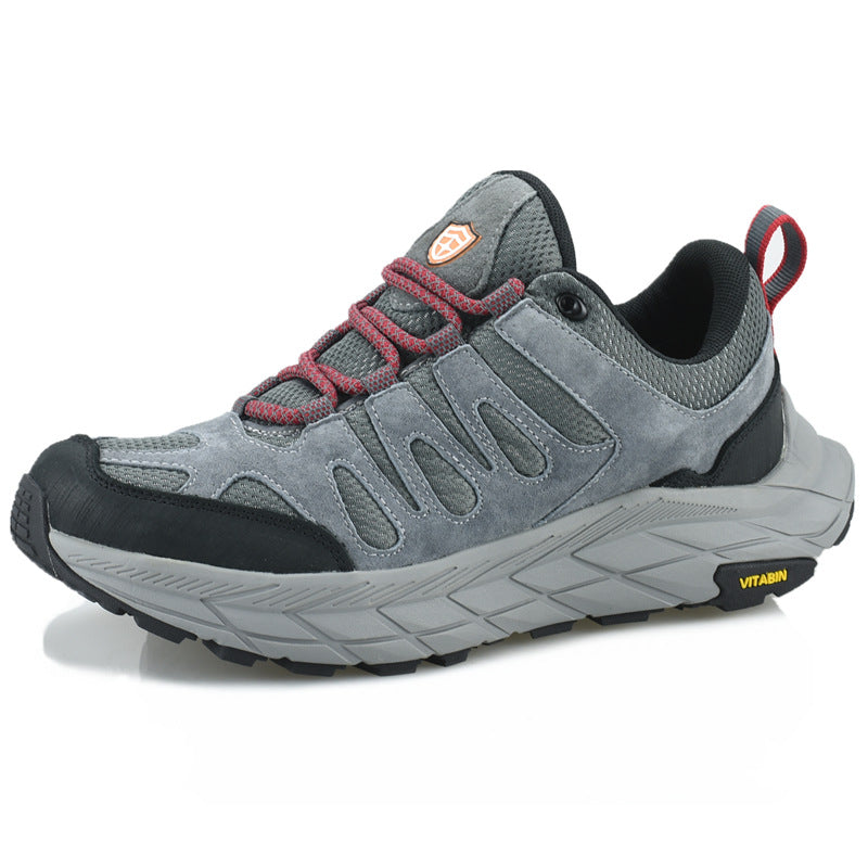 ECAF HTRON EHT Men‘s Genuine Leather Hiking Boots Thick Sole Outdoor Trail Shoes Anti-Slip & Breathable Trekking Trainers