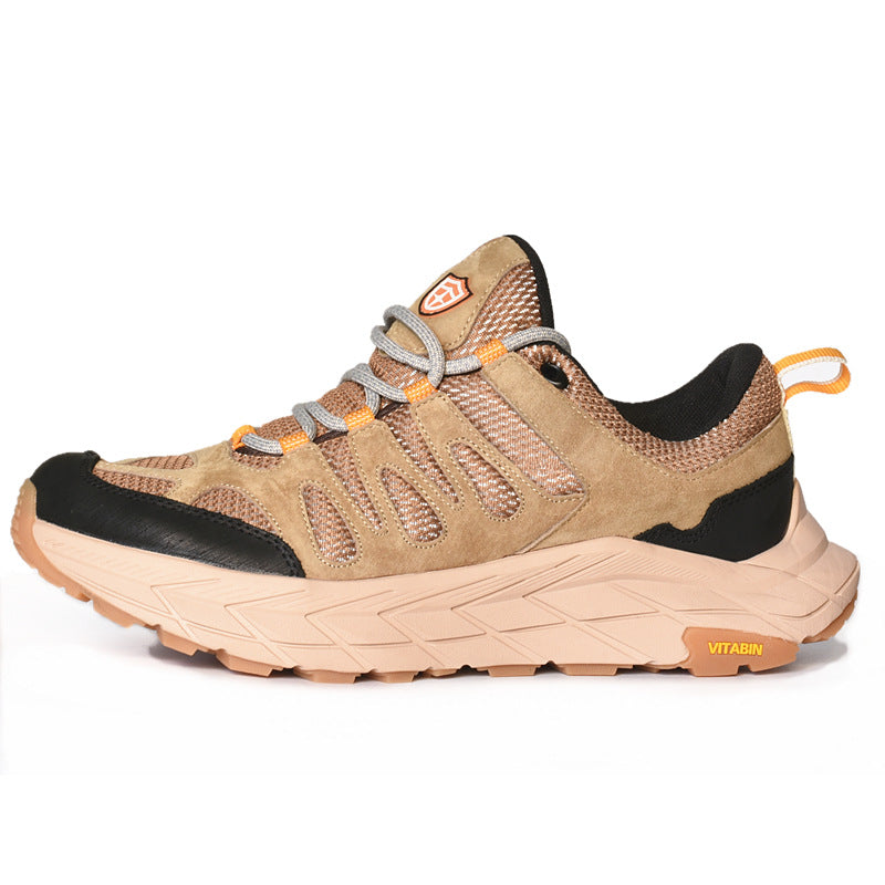 ECAF HTRON EHT Men‘s Genuine Leather Hiking Boots Thick Sole Outdoor Trail Shoes Anti-Slip & Breathable Trekking Trainers