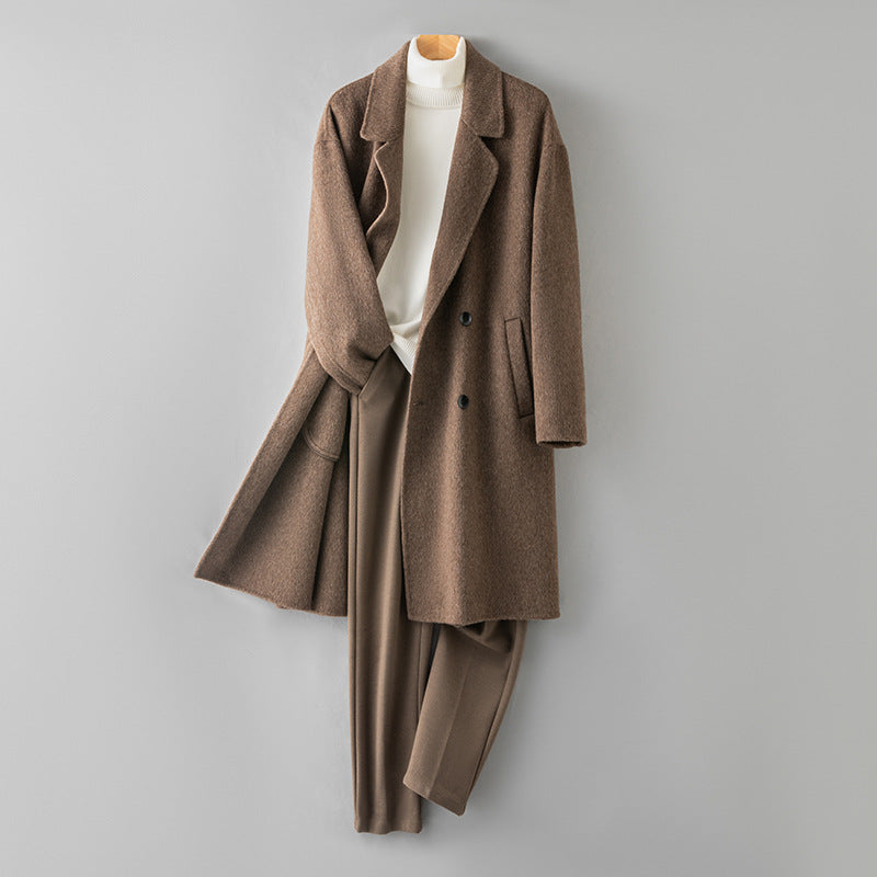 100% Wool Double-Faced Long Coat Men | Premium Tailored Overcoat | Business & Casual Winter Outerwear Wool Trench Coat