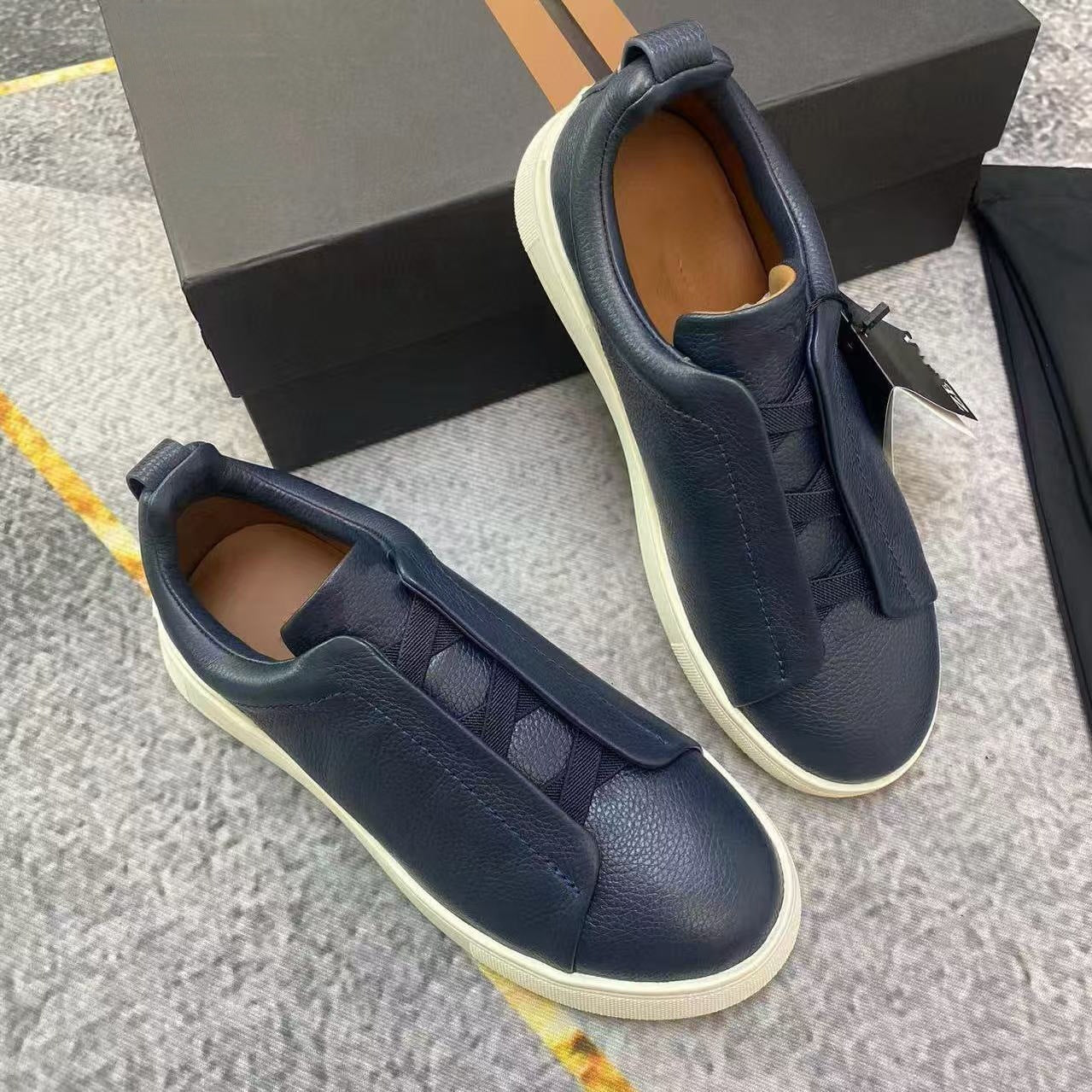 New Genia European Men's Loafers | Genuine Leather Slip-On Sneakers | Premium Casual Driving Shoes | 8611