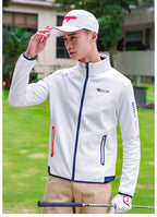 Men's Premium Long Sleeve Golf Jacket Winter Stand Collar Zipper Pullover Water & Wind Resistant Performance Layer