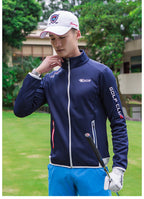 Men's Premium Long Sleeve Golf Jacket Winter Stand Collar Zipper Pullover Water & Wind Resistant Performance Layer