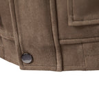 Men's Suede-Look Fleece Jacket | 2026 Winter Business Casual Zip-Up Coat | Khaki Stand Collar Outerwear | JK5022