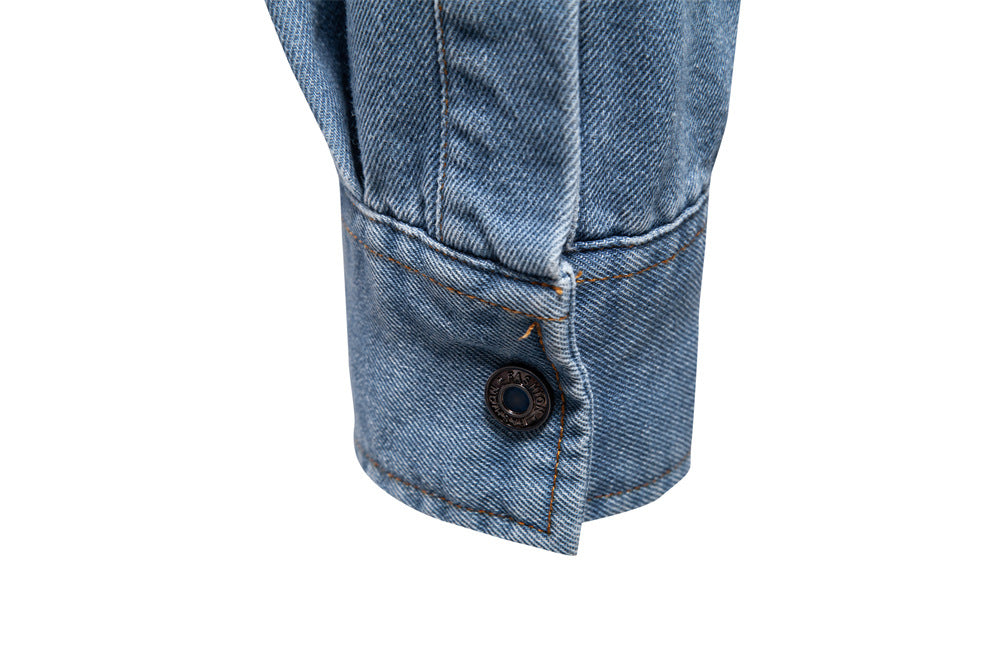 Herren-Jeanshemd mit verwaschenem Muster – Langarm, 100 % Baumwolle, lässiges Button-Up-Oberteil | 6025 