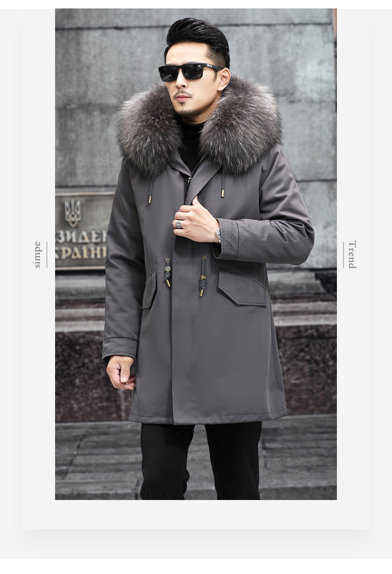 Snow Lotus Men's Mink Fur Parka | 2025 Winter Detachable Mink Lining Long Coat | Luxury Slim-Fit Fur-Trimmed Jacket | 215
