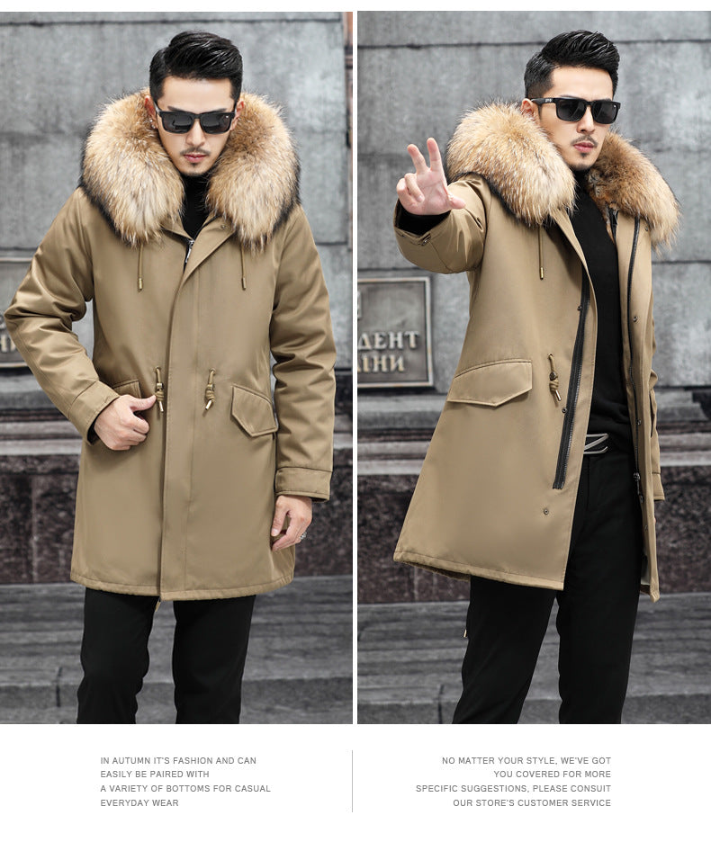 Snow Lotus Men's Mink Fur Parka | 2025 Winter Detachable Mink Lining Long Coat | Luxury Slim-Fit Fur-Trimmed Jacket | 215