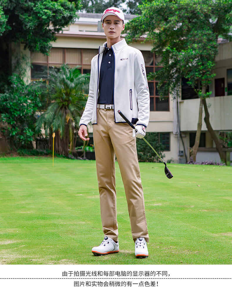 Men's Premium Long Sleeve Golf Jacket Winter Stand Collar Zipper Pullover Water & Wind Resistant Performance Layer