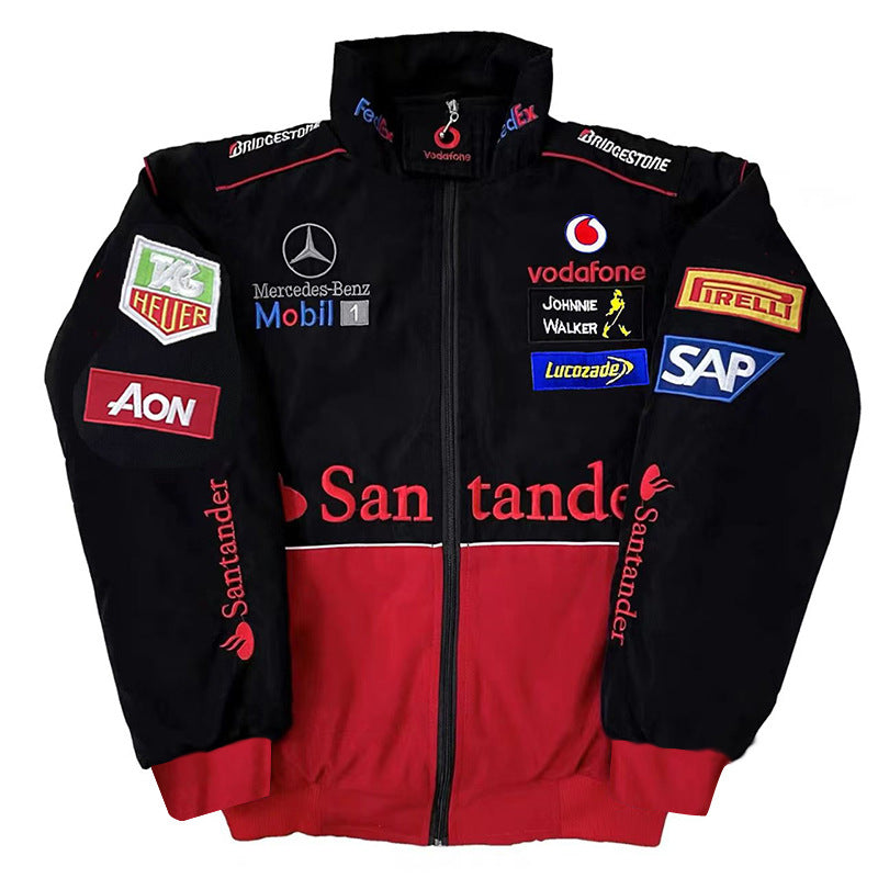 F1 Mercedes-Benz Full Embroidery Racing Jacket | Official Team Style Moto Jacket for Street & Track | BZ08