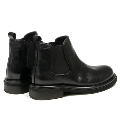 TELUOLU Men's Chelsea Boots | Premium Leather High-Top Boots | Chunky Sole British Retro Ankle Boots | 603-1