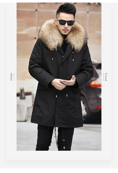 Snow Lotus Men's Mink Fur Parka | 2025 Winter Detachable Mink Lining Long Coat | Luxury Slim-Fit Fur-Trimmed Jacket | 215