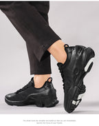 Men’s Leather Waterproof Walking Trainers | Business Casual Outdoor Sneakers | Soft Cushioned Comfort Shoes