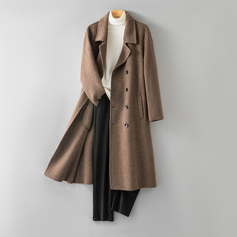 100% Wool Double-Faced Long Overcoat | Men’s Premium Knee-Length Wool Coat | Tailored Business & Casual Outerwear | 86713