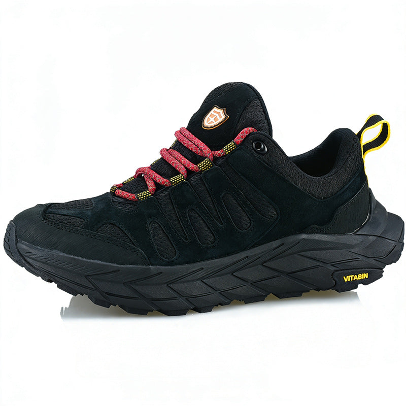 ECAF HTRON EHT Men‘s Genuine Leather Hiking Boots Thick Sole Outdoor Trail Shoes Anti-Slip & Breathable Trekking Trainers