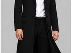 Herren Trenchcoat aus Wolle mit Umlegekragen, lang, aus Wolle und Wollmischungen, Wolljacke, Mantel | JJ-YF601 