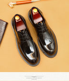Farvarwo Men's Genuine Leather Derby Shoes | Thick Sole Business Oxfords with Height Boost | Formal Casual Round Toe Footwear | 23552