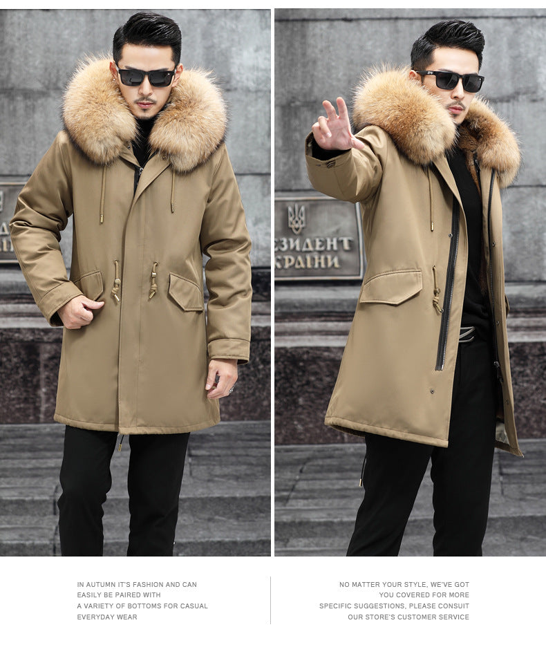 Snow Lotus Men's Mink Fur Parka | 2025 Winter Detachable Mink Lining Long Coat | Luxury Slim-Fit Fur-Trimmed Jacket | 215