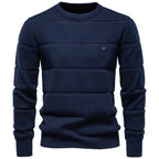 Men's Crew Neck Knit Sweater | 2026 Autumn Business Casual Pullover | Warm Cotton-Blend Jacquard Jumper | SW248