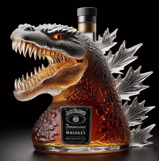 Godzilla Whiskey Bottle Collectible Monster-Shaped Glass Decanter 300ml Novelty Liquor Container for Home Bar & Gifts