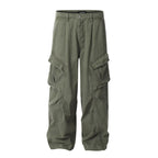 11KN Men's & Women's Cargo Pants | American Retro High-Street Wide-Leg Joggers | Multi-Pocket Loose Fit Trousers | KJ6282
