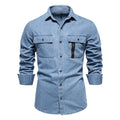 Herren-Jeanshemd mit verwaschenem Muster – Langarm, 100 % Baumwolle, lässiges Button-Up-Oberteil | 6025 