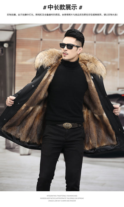 Snow Lotus Men's Mink Fur Parka | 2025 Winter Detachable Mink Lining Long Coat | Luxury Slim-Fit Fur-Trimmed Jacket | 215