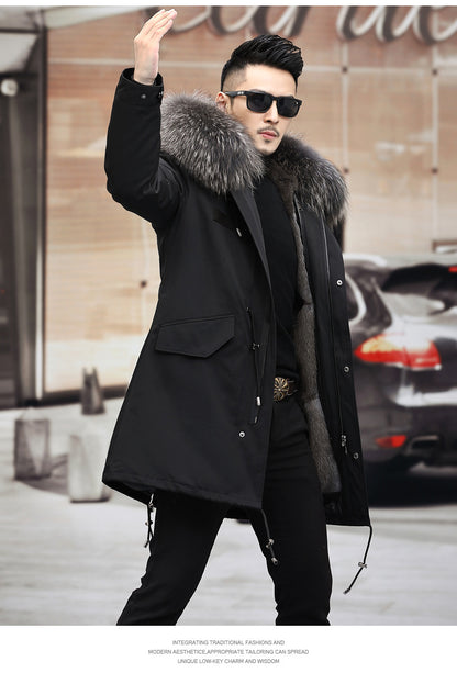 Snow Lotus Men's Mink Fur Parka | 2025 Winter Detachable Mink Lining Long Coat | Luxury Slim-Fit Fur-Trimmed Jacket | 215