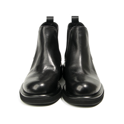 TELUOLU Men's Chelsea Boots | Premium Leather High-Top Boots | Chunky Sole British Retro Ankle Boots | 603-1