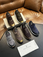 Men's Genuine Leather & Mesh  Breathable Shoes Travel Comfort Insole Slip-On Trainers Casual Driving Boots