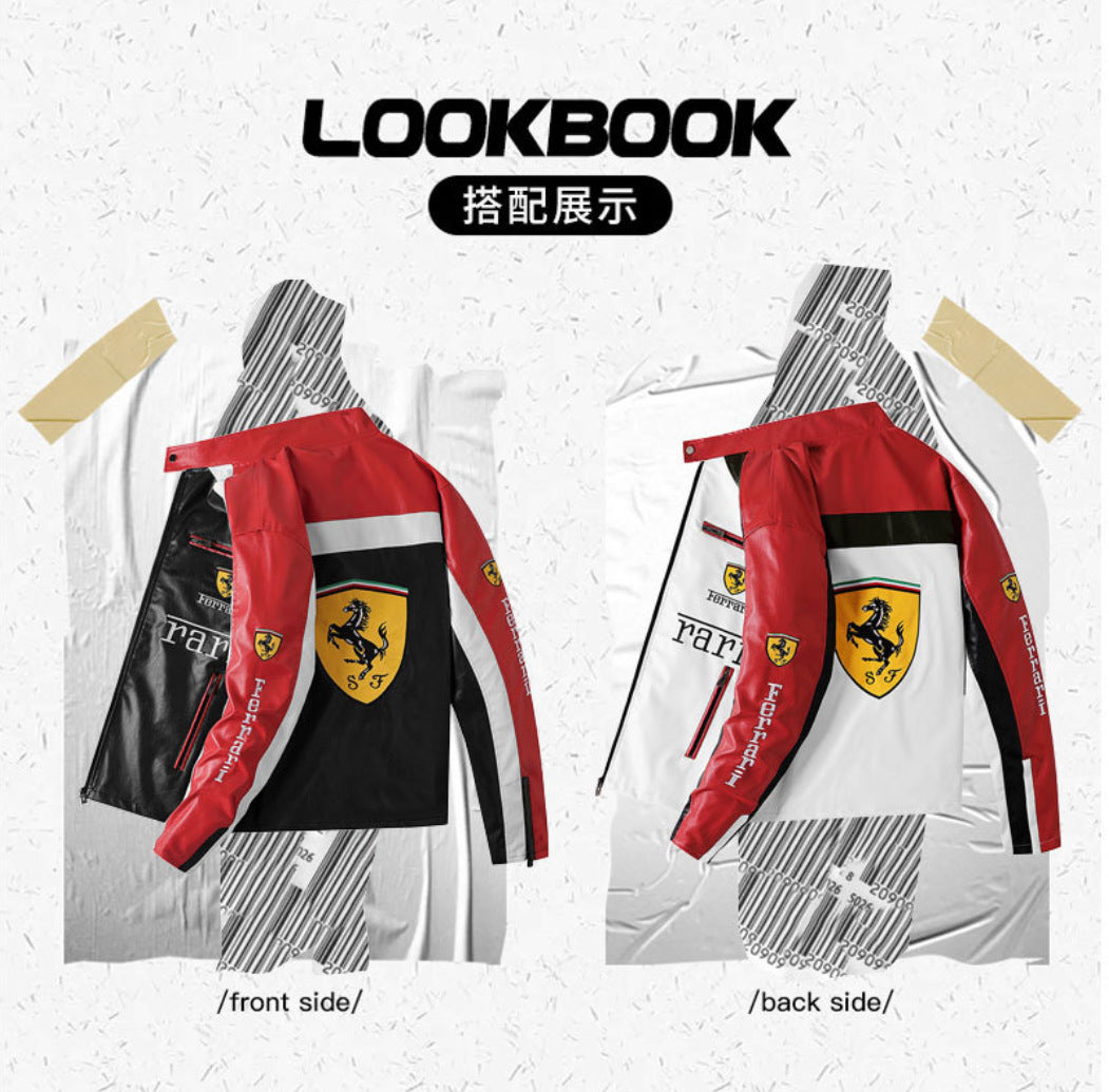 Men's PU Leather Moto Jacket | 2026 Korean Style Racing Coat | Waterproof Windproof Fleece-Lined Biker Outerwear