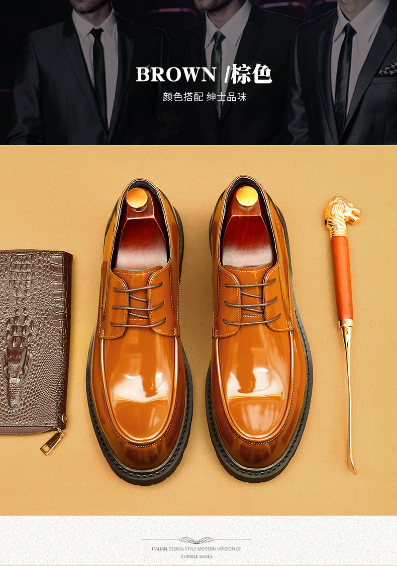Farvarwo Men's Genuine Leather Derby Shoes | Thick Sole Business Oxfords with Height Boost | Formal Casual Round Toe Footwear | 23552