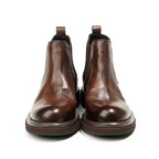 TELUOLU Men's Chelsea Boots | Premium Leather High-Top Boots | Chunky Sole British Retro Ankle Boots | 603-1