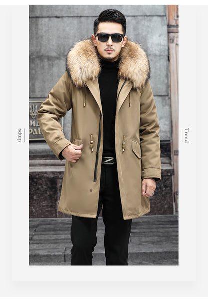 Snow Lotus Men's Mink Fur Parka | 2025 Winter Detachable Mink Lining Long Coat | Luxury Slim-Fit Fur-Trimmed Jacket | 215